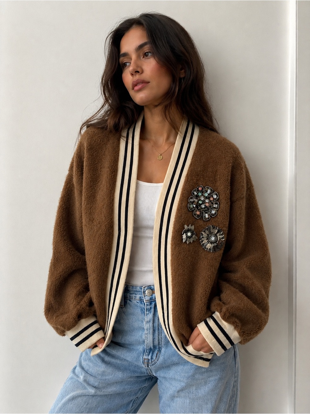Dixie Embellished Teddy Bomber Cardigan
